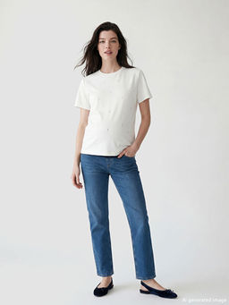 Kar?n Panelli Straight Fit Hamile Jean Pantolon