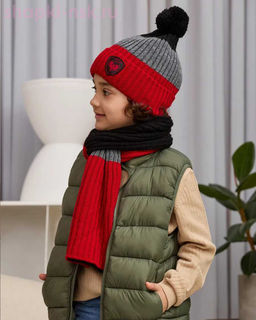 XQ 9 XD 9 Комплект для мальчика флис (колпак+шарф) (52-54)