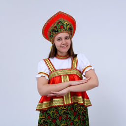 Русский народный костюм женский Рябинушка, платье с отлетной кокеткой, кокошник, р. 44-46, рост 170 см - Страна карнавалия фото 3
