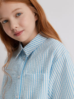 ACOOLA / Блузка детская для девочек Messia_bl голубая полоска  фото 6