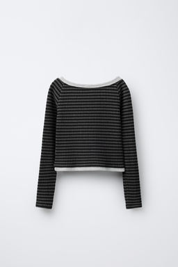 DOUBLE TEXTURE STRIPED T-SHIRT - Zara фото 2