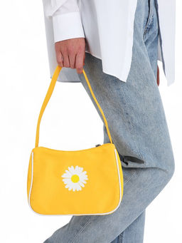 Сумка молодёжная на молнии, с принтом, 24?6.5?17 см, жёлтая