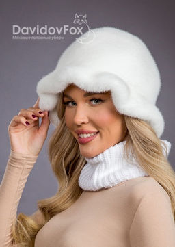 Шапка Шляпка экомех волна белый