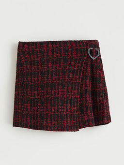 Ekose Desenli K?z ?ocuk ?ort Etek ve K?lotlu ?orap