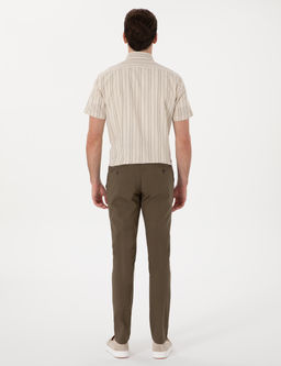 Haki Slim Fit Keten G_r_n_ml_ Kanvas Pantolon