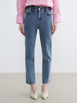 Beli Lastikli Slim Mom Kad?n Jean Pantolon