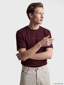Bisiklet Yaka Bask?l? Erkek Dry Touch Ti??rt