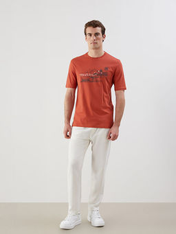 Bisiklet Yaka K?sa Kollu Bask?l? Penye Erkek Ti??rt