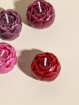 Набор свечей декоративных Пионы, 5 шт. 3.5?3.5?2.5 см, розово-фиолетовые, 6.5?22.5?3.5 см