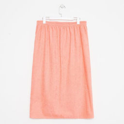 Килт женский для бани и сауны, цвет персиковый вышивка Снеговик, размер 80х1502 см, махра 300г/м 100% хлопок - Гранд-стиль фото 4