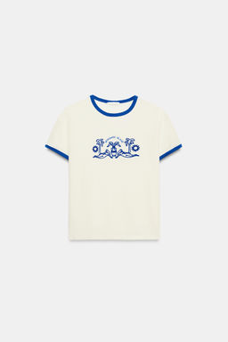 CAMISETA MANGA CORTA BORDADOS / Blanco - Zara фото 4