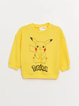 Bisiklet Yaka Uzun Kollu Pokemon Bask?l? Erkek Bebek Sweatshirt