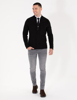 Siyah Slim Fit Fermuarl_ Triko H_rka