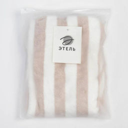 Чалма для сушки волос Этель Полоски, цв.бежевый, 65*25 см, 100% п/э  фото 5