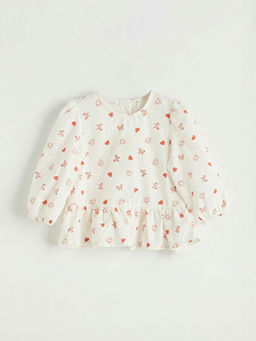 K?z Bebek Desenli Bluz ve Jean Pantolon