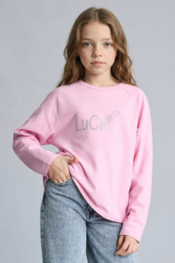 Oversize Geni_ Kal_p Bisiklet Yaka Ta_l_ Sweatshirt K_z _ocuk - Defacto фото 3