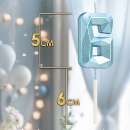 Цена за 3 шт. Свеча в торт на шпажке «Алмаз», цифра 6, голубая, 5 см