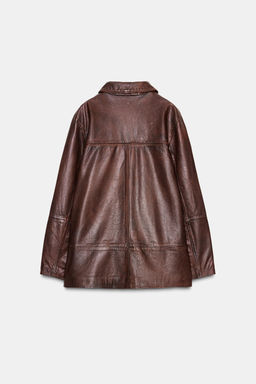 WASHED EFFECT LEATHER JACKET - Zara фото 7