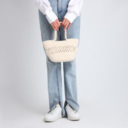 Сумка женская плетёная без застёжки, цвет молочный - Simaland фото 8