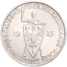 5 рейхсмарок 1925 года A Германия Тысячелетие Рейнской области (Рейнланда)