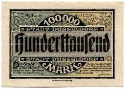 100000 марок 1923 года Германия  Нотгельд (Дюссельдорф)