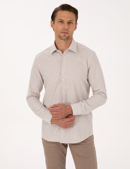 Bej Slim Fit Uzun Kollu G_mlek