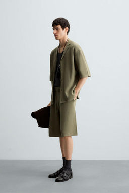 TEXTURED KNITTED BERMUDA SHORTS - Zara фото 4