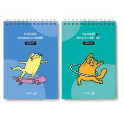 Б131 Светоч Блокнот на гребне, выборочный лак, A5 60 л. 4 шт. клетка Жил был кот 01258