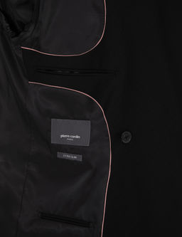 Siyah Ex. Slim Fit %100 Y_n _izgili Tak_m Elbise