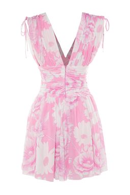 TRENDYOLMILLA Pembe-Cok Renkli A-Kesim Cicek Desenli Orme K?sa Abiye Gece Elbise TPRSS23EL00208