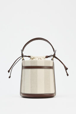 STRIPED CANVAS BUCKET BAG - Zara фото 3