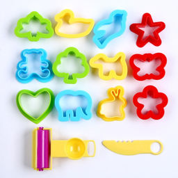 Формочки для лепки, набор 12 шт., валик, инструмент, цвет МИКС