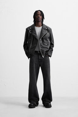 LEATHER EFFECT BIKER JACKET