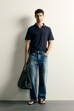 POLO FLUIDO REGULAR FIT RAYAS / Marino