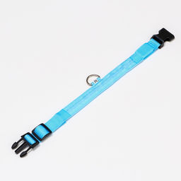 Ошейник с подсветкой, зарядка от USB, размер M, ОШ 37-46 см, 3 режима, голубой - Пижон фото 4