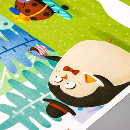 Наклейка пластик интерьерная цветная "Прогулка по лесу - зверята" 60х90 см