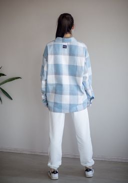 512 Рубашка клетка, голубой - Knitka wear фото 4