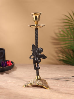 Подсвечник на 1 свечу Купидон, латунь, чёрный с золотом, 8.5?8.5?23.5 см