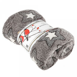 Плед/покрывало 180х200см "Звездный час", велсофт "California" набивной, полиэстер 100%, плотность 160г/м2, упаковка: 18х33см пояс бумажный, "Домашняя мода" (Россия)