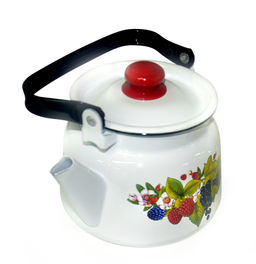 Чайник для плиты 2,3 л эмаль С2714.3 декор белый с пл. кнопкой