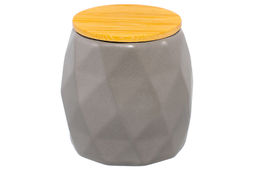 Банка д/хранения 550 мл 10,5*10,5*10,5 см Серая+ бамбук. крышка с силик. упл. - Elan gallery фото 4