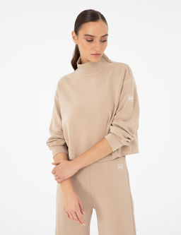 Bej Comfort Fit Modal Kuma_ Sweatshirt