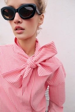 CAMISA RAYAS LAZO / Rosa - Zara фото 6