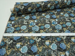 Плательный хлопок (Digital) Эфина - синие цветы, ш.1.5м, хлопок-100%, 170гр/м.кв - Купава фото 5