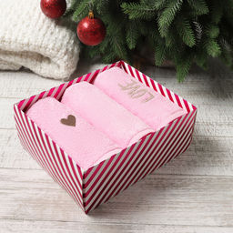 Полотенца махровые Этель LOVE, 3 шт., 30?60 см, хлопок 100%, розовые
