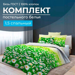 Комплект постельного белья 1,5-спальный, бязь ГОСТ (220) (Ромашковое поле)
