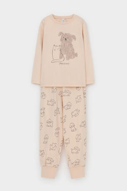К 1606/нейтральный бежевый,собачки пижама дет