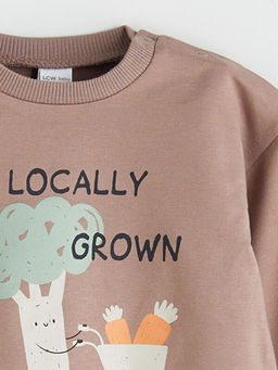 Bask?l? Erkek Bebek Sweatshirt ve E?ofman Alt 2li