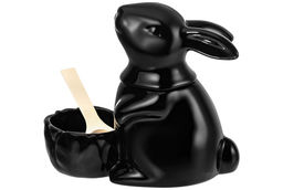 Банка для сыпучих Elan Gallery Заяц 400 мл фарфор черная с ложкой  фото 16