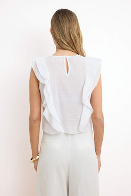 Sar? F?rf?r Detayl? Crop Boy Yar? Transparan Dokuma Bluz TWOSS26BZ00403 - Trendyolmilla фото 6